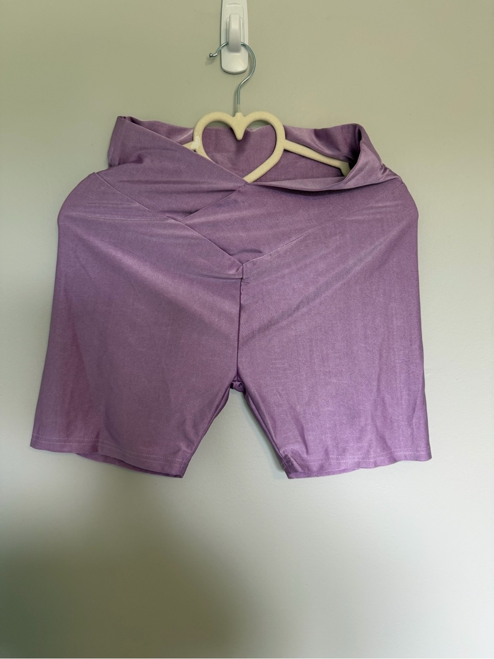 SHEIN Lavender High-Waist Crossover Bike Shorts